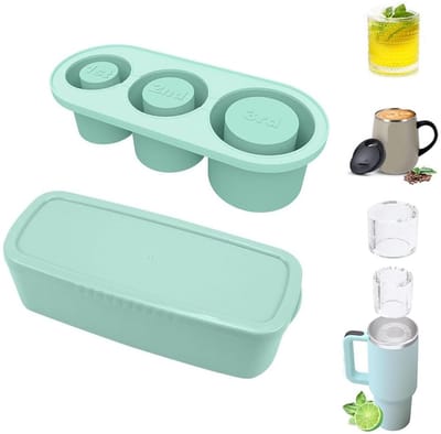 QTTVBTNA -Silikonen IJsblokjesvorm met Deksel – 3-delige Set voor Grote Bekers 20–40 oz – Herbruikbare Cilindrische IJsblokjesmaker voor Drankjes, Cocktails, Smoothies en IJskoffie