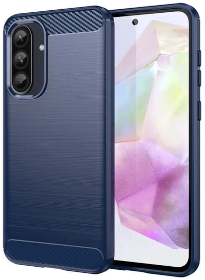 Geborsteld TPU Hoesje Geschikt voor Samsung Galaxy A56 | Beschermhoes | Back Cover | Flexibel TPU | Stijlvol Carbon | Dun | Blauw