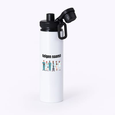 Hacebo® - doktoren team met eigen naam waterfles met draaidop zwart - Dokter - iemand die dokter is - ziekenhuis - zuster - verjaardag - cadeau - kado - water fles - 850ML