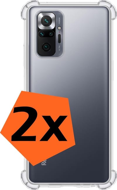 Hoes - 2 Stuks - Geschikt voor Xiaomi Redmi Note 10 Pro - Sterk & Shockproof - Siliconen Case - Back Cover - Telefoon Hoesje Shock Proof - Transparant