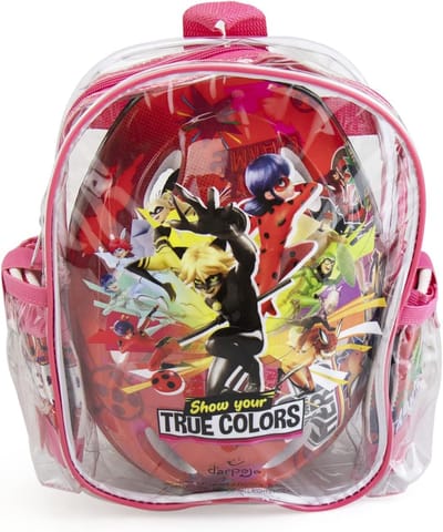 Miraculous – Kinderbeschermingsset – Helm (kindermaat) + kniebeschermers + elleboogbeschermers + PVC-ruzgak – Ladybug – Cat Noir – Vanaf 3 jaar ---