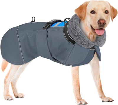 Waterdichte hondenjas voor grote honden - Verstelbare fleece winterjas met reflectie voor koud weer