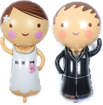Een Bruidspaar 80cm - Grote ballonnen voor bruiloft of huwelijks jubileum - Man & Vrouw - Bruid & Bruidegom