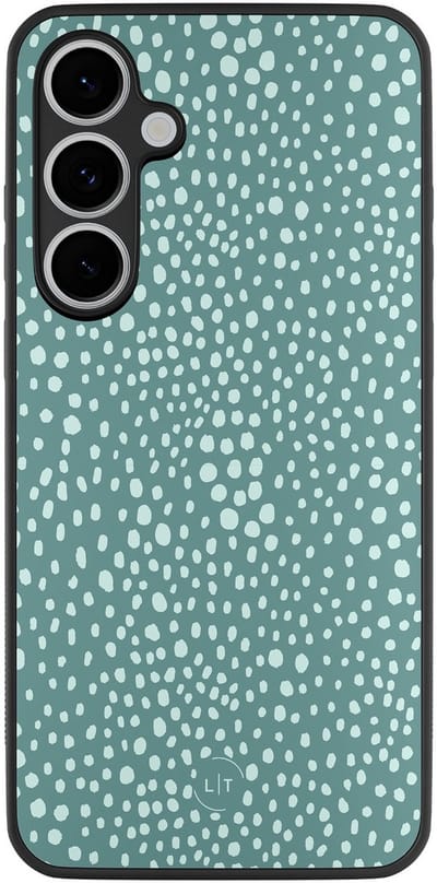 Leuke Telefoonhoesjes - Hoesje geschikt voor Samsung Galaxy S24 FE - Blue dots - Backcover zwart - Gestipt - Blauw
