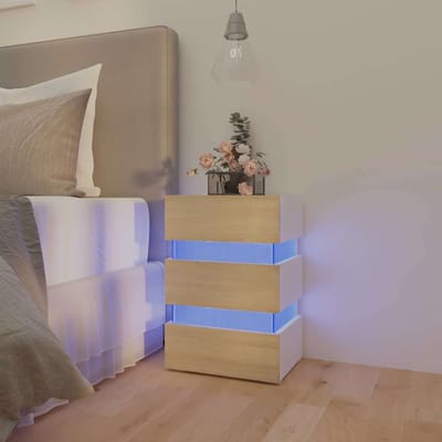 vidaXL - 326846 - - Nachtkastje - LED - 45x35x67 - cm - bewerkt - hout - wit