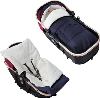 Voetenzak voor Buggy Kinderstoeltje Reflectors Wasbaar Rits Hoofdgedeelte Weerbestendig Zak Antislip Kinderwagen Winter 90x60 cm Donkerblauw