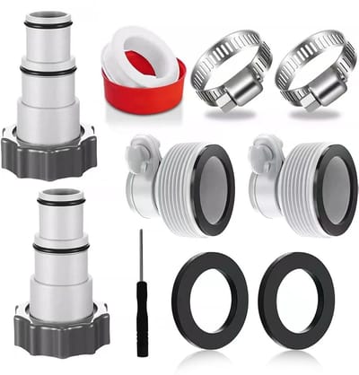 Allecto - Slangadapter - 12 stuks - Robuuste rubberen pompslang - Geschikt voor zwembadslang van 32 tot 38 mm - Slangaansluiting - Met afdichting