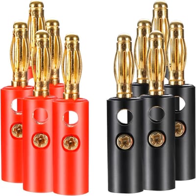 Speaker Banana Plugs - Verbindingsstekkers Audio - Audio Aansluiten - Schroefontwerp - 4mm - Zwart en Rood