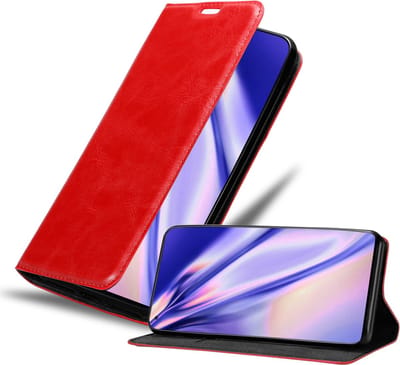 Cadorabo Hoesje geschikt voor Oppo FIND X5 PRO in APPEL ROOD - Beschermhoes met magnetische sluiting, standfunctie en kaartvakje Book Case Cover Etui