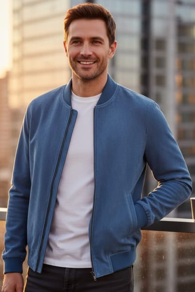 Mannen Blue Goat Suede MA-1 Bomberjack-North