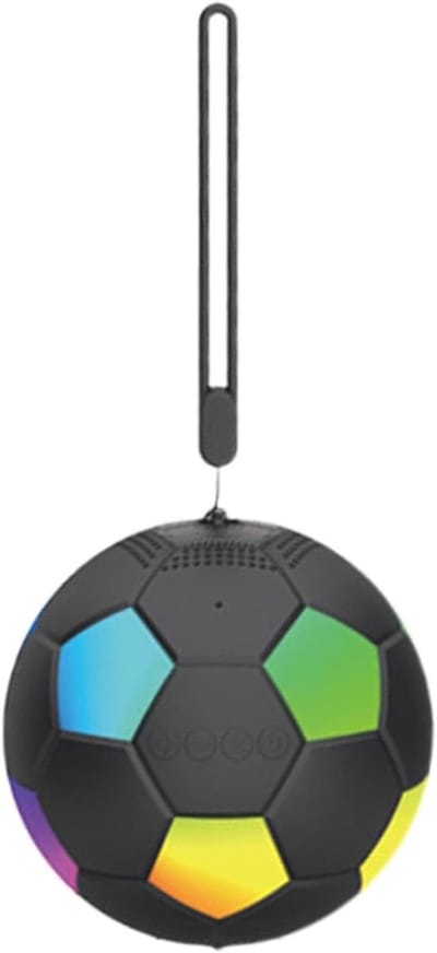 Draagbare Luidspreker - Muziekbox - Feestelijke Sfeer - Voetbal Thema Licht - 9 x 9 cm - Zwart