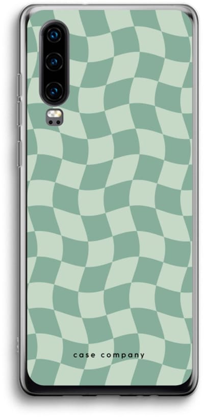 Case Company® - Hoesje geschikt voor Huawei P30 hoesje - Grid Groen - Soft Cover Telefoonhoesje - Bescherming aan alle Kanten en Schermrand