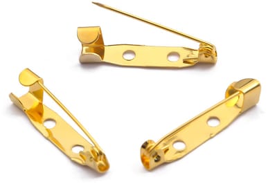 50 Stuks Brochespelden – Brochespeldjes - Onderscheiden – Onderscheiding - Brooch Pins - Broches van roestvrij staal - Goudkleurig 20mm - LOUZIR