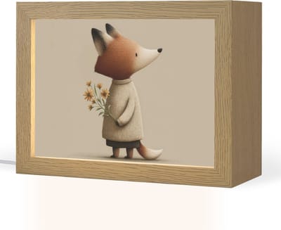 Nachtlampje 20x15 cm - Kinder lampje - Vos - Gele bloemen - Minimalistisch - Tafellamp kinderkamer - Slaapkamer lamp - Bedlamp kinderen - Kinderlampje stopcontact - Wandlamp babykamer - Nachtlampjes