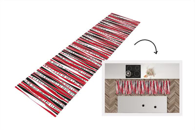 Keukenloper - Loper keuken - Rood - Patronen - Boom - 200x50 cm - Keukenloper vinyl