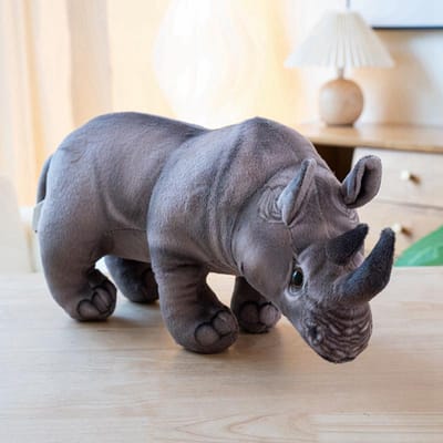 30-45cm Realistisch Neushoorn Pluche Speelgoed Knuffeldier Neushoorn Kussen Zacht Neushoorn Kawaii Poppetje Perfecte Verjaardagscadeaus Kinderkamer Decoratie 30cm grijs