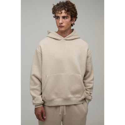 Essentiële Oversized Boxy Over-the-head Hoodie | Stone | Size Large