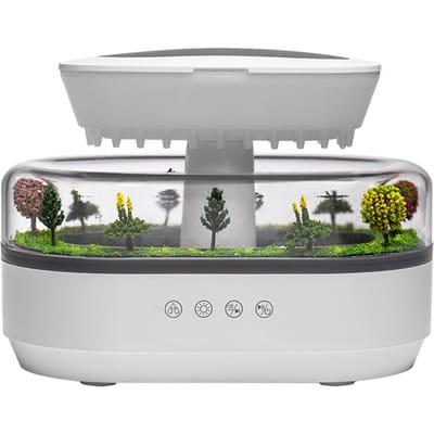 Humidificateur de chambre pluie   comprend un diffuseur d'huiles essentielles à brume fraîche, un générateur de bruit blanc avec 5 sons naturels, 7 Type 1 gray
