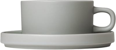 Blomus PILAR theekoppen - 2 stuks - 170ml met schotel - Mirage Grey