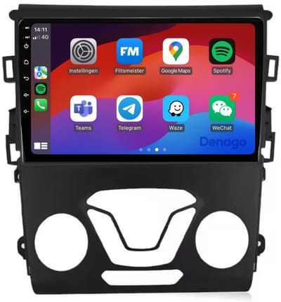CarPlay autoradio geschikt voor Ford Mondeo (2013 t/m 2018) | 9 inch | Android 13 | Draadloos Apple CarPlay & Android Auto | 2GB + 32GB | QuadCore processor | Denago DNG-A85 | 2025 model | 2013 2014 2015 2016 2017 2018 | Bluetooth & Wifi