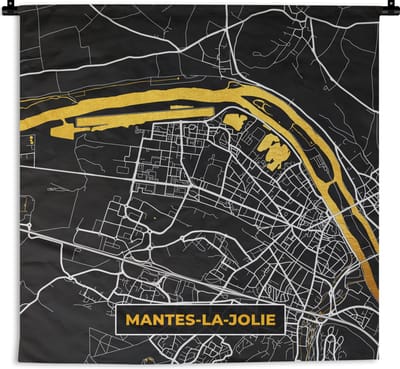 Wandkleed - Wanddoek - Stadskaart - Frankrijk - Plattegrond - Mantes-la-Jolie - Kaart - 180x180 cm - Wandtapijt