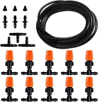 Irrigatiesysteem Kit - Automatische Bewatering - Planten Verzorgen - Waterbesparend Ontwerp - 5 Meter Slang - Zwart Oranje