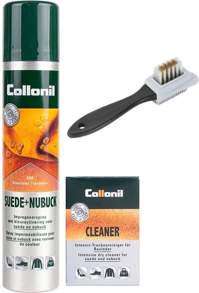 Collonil schoenverzorging set | Set van drie | Suède & Nubuck | Reinigen en beschermen, Suède borstel, Suède gum, Suède spray