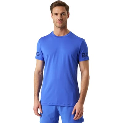 Björn Borg Sportshirt Heren Korte Mouw - Amparo Blauw - Gerecycled Polyester - Maat XL