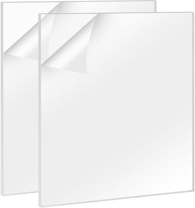 Dailygoods- Acrylplaat 6 mm - 2 Stuks - 300 x 300 mm - Transparante Platen - Robuust en Duurzaam - Beschermfolie tegen Krassen - Perspex