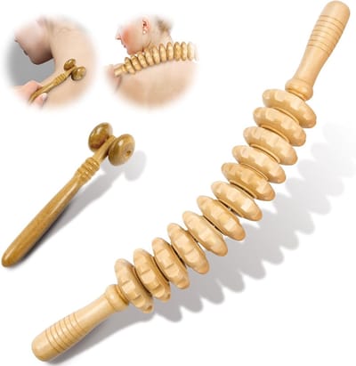 Houten Massage Roller Set van 2 Stuks, Anti Cellulite Massager voor Rug, Benen en Armen, Gua Sha en Houttherapie Massagehulpmiddelen voor Ontspanning en Verlichting
