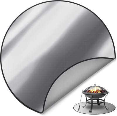 Famanu – 38 inch ronde vuurkorf mat beschermt terrasdek en gazon - hitteschild onder grillmat en open haard tapijten