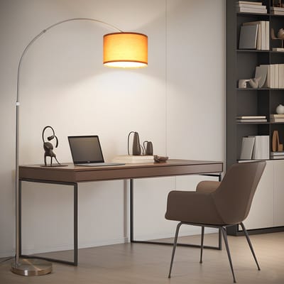 ANTENLICHT Vloerlamp - Woonkamerlamp Met Stoffen Bruin Kap - Industriële staande lamp - staanlamp - Met E27 fitting - h: 165 -180 cm - Chroom