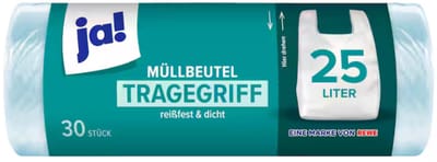 JA! vuilniszakken met handvat – 25 liter – scheurvast & lekvrij – 120 stuks