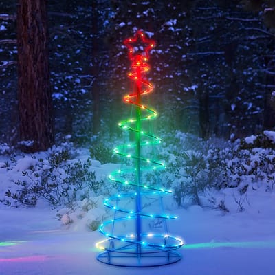 LED Spiral Kerstverlichting - RGB Kerstboom 1.2M - 73 LEDs - met Afstandsbediening en Timer - 12 Modes - Binnen & Buiten - voor Kerst, Feest & Huisdecoratie - Vouwend