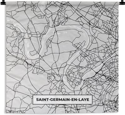 Wandkleed - Wanddoek - Plattegrond - Kaart - Stadskaart - Frankrijk - Saint-Germain-en-Laye - 180x180 cm - Wandtapijt