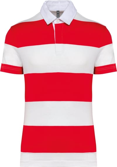 Kariban Gestreepte uniseks polo korte mouwen K286 - Red / White Stripes - L