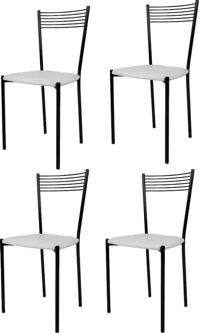 Tommychairs Elegance - Eetkamerstoelen - Set van 4 - Zwart & Wit - Kunstleer & Metaal
