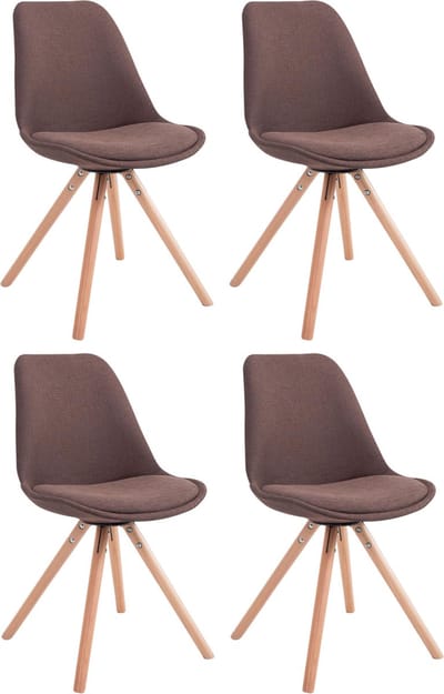 CLP Toulouse Set van 4 stoelen - Rond - Stof bruin natura