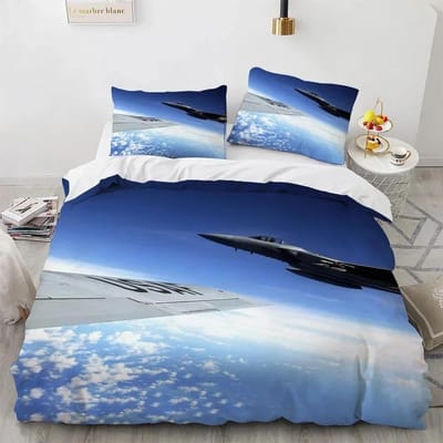 Vliegtuig Vechter Luchtpatroon Comfortabel Dekbed Dekbedovertrek Kussensloop Beddengoed Set Kinderkamer Decoratie Huis Textiel EU Single 135x200cm