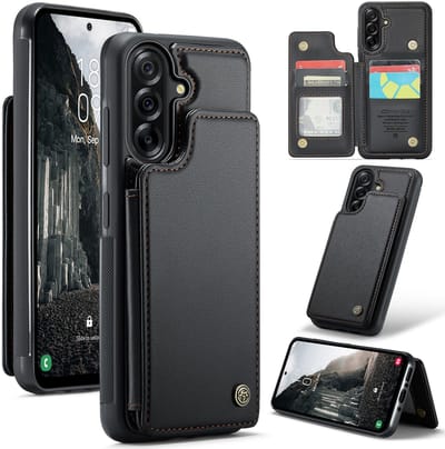Luxe Portemonnee Backcover met Anti-RFID kaarthouders voor Galaxy A36 _ Zwart
