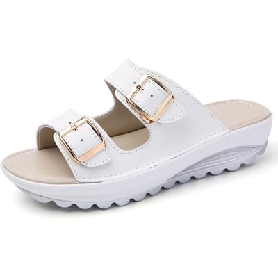 Zomer Dames Sandalen Platte Schoenen Leer Casual Schoenen Open Teen Mode Strand Schoenen Damesschoenen 35 wit