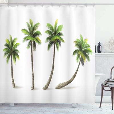 ABAKUHAUS Palmen-douchegordijn – Polyester – Olijfgroen-donker taupe – 175x200