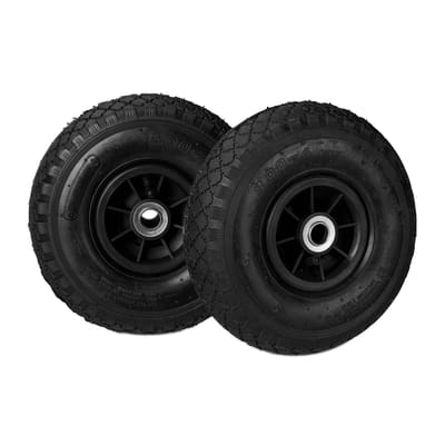 steekwagenwiel - 3.00-4" - set van 2 - luchtband - tot 80 kg - 260x85 mm - bolderkarwiel - zwart