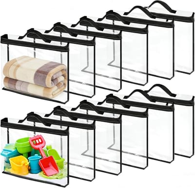 Transparante Waterdichte Opbergzakken voor Speelgoed - 12 Stuks Organizer met Rits en Handvatten voor Bad Speelgoed, Puzzels en Bouwblokken