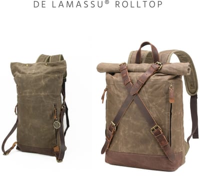 DE LAMASSU® Rolltop Laptop Rugzak 15,6 Inch – Canvas Rugzak met Laptopvak – Waterafstotende Backpack – Rugtas voor Werk, School en Reizen – Unisex