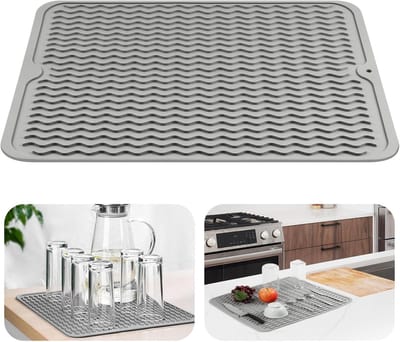 Thijox - Siliconen Afdruiprek Mat 40x50 CM - Sneldrogend, Hittebestendig, Antislip - Lichtgrijs - Perfect voor Keukenafvoer en Afwasdroging