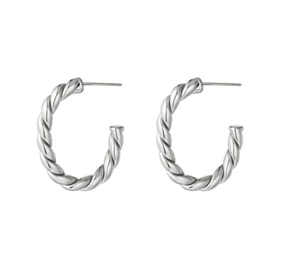 Yehwang oorbellen - Hoops Rope - Zilverkleurig