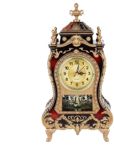 aladdien - Haardklok - Vintage stijl - Decoratief en functioneel - Bruinachtig rood - Tafelklok - Geschikt voor woonkamer - Antieke uitstraling