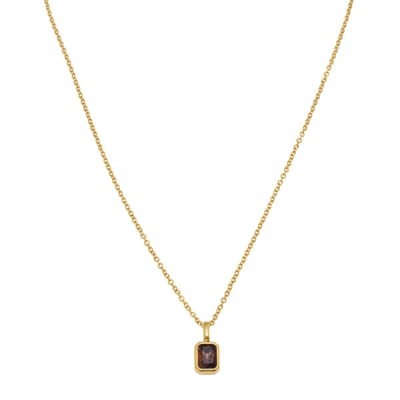 Essenza Dark Purple Octagon Stone Necklace Gold