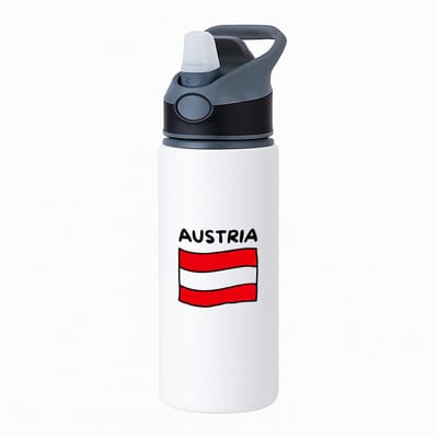Hacebo® - Austria vlag waterfles met rietje zwart - Oostenrijk - reizigers - toerist - verjaardagscadeau - souvenir - vakantie - water fles - 650ML